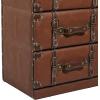 imageDeco 79 Wooden Room Chest Faux Leather 6 Drawers Storage Cabinet with Buckle and Strap Detailing Floor Cabinet 16quot x 13quot x 42quot Brown