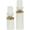 imageDeco 79 Ceramic Decorative Vase Centerpiece Vases with Abstract Spotted Pattern and Gold Leaf Accents Set of 2 Flower Vases for Home Decoration 16quot 12quot H White2 PIECES SMALL SIZE