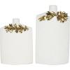 imageDeco 79 Ceramic Decorative Vase Centerpiece Vases with Abstract Spotted Pattern and Gold Leaf Accents Set of 2 Flower Vases for Home Decoration 16quot 12quot H White2 PIECES CONVENIENTLY SIZED