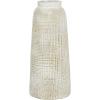imageDeco 79 Ceramic Decorative Vase Textured Crosshatch Centerpiece Vase Flower Vase for Home Decoration 8quot x 8quot x 17quot White