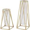 imageDeco 79 Glass Decorative Vase Tube Centerpiece Vases with Metal Stand Set of 2 Flower Vases for Home Decoration 13quot 9quotH BlackGold