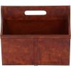 imageDeco 79 Leather Handmade Box Style Single Slot Magazine Holder with Detail Stitching and Curved Handles 15quot x 8quot x 16quot BrownBrown