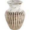 imageDeco 79 Mango Wood Decorative Vase Distressed Centerpiece Vase with Carved Grooves Vase for Home Decoration 8quot x 8quot x 11quot BrownBrown