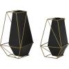 imageDeco 79 Metal Decorative Vase Centerpiece Vases with Gold Wire Accents Set of 2 Flower Vases for Home Decoration 11quot 9quotH Black
