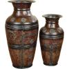 imageDeco 79 Metal Decorative Vase Indoor Outdoor Large Centerpiece Vases with Floral Relief Set of 2 Flower Vases for Home Decoration 29quot 22quotH Brown29 x 22