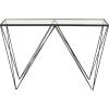 imageDeco 79 Metal Geometric Console Table with Clear Glass Top 46quot x 13quot x 30quot Black