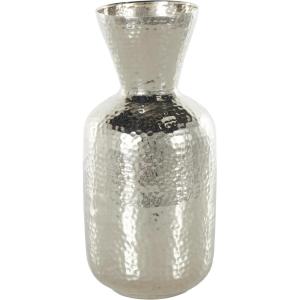 imageDeco 79 Aluminum Metal Decorative Vase Brushed Centerpiece Vase with Hammered Top Flower Vase for Home Decoration 12quot x 12quot x 18quot GoldSilver