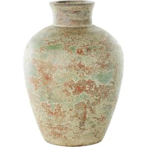 imageDeco 79 Ceramic Decorative Vase Antique Style Textured Centerpiece Vase with Green and Copper Accents Flower Vase for Home Decoration 10quot x 10quot x 14quot BrownBrown