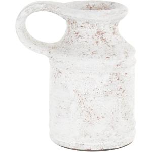 imageDeco 79 Ceramic Decorative Vase Antique Style Textured Pot Centerpiece Vase with Handles Flower Vase for Home Decoration 10quot x 10quot x 10quot CreamWhite