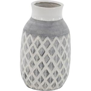 imageDeco 79 Ceramic Decorative Vase Centerpiece Vase with Diamond Pattern Flower Vase for Home Decoration 7quot x 7quot x 13quot White7 x 7 x 13