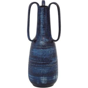 imageDeco 79 Ceramic Decorative Vase Centerpiece Vase with Handles Flower Vase for Home Decoration 7quot x 7quot x 17quot Blue