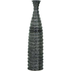 imageDeco 79 Ceramic Decorative Vase Centerpiece Vase with Ripple Texture Flower Vase for Home Decoration 6quot x 6quot x 24quot Black