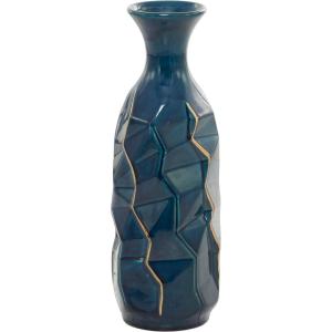 imageDeco 79 Ceramic Decorative Vase Faceted Centerpiece Vase with Gold Accents Flower Vase for Home Decoration 6quot x 6quot x 21quot Teal5 x 5 x 15