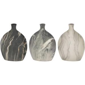 imageDeco 79 Ceramic Decorative Vase Faux Marble Centerpiece Vases set of 3 Flower Vases for Home Decoration 9quot x 3quot x 10quot Black