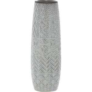 imageDeco 79 Ceramic Decorative Vase Slim Engraved Patterned Centerpiece Vase Flower Vase for Home Decoration 7quot x 7quot x 22quot GrayGray