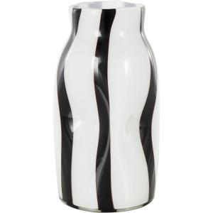 imageDeco 79 Glass Abstract Decorative Vase Ombre Centerpiece Vase with Wavy Oval Cutouts Flower Vase for Home Decoration 8quot x 8quot x 10quot BlueWhite