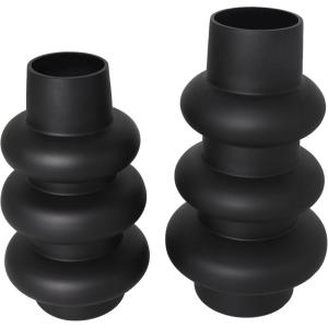 imageDeco 79 Glass Decorative Vase Dimensional Bubble Centerpiece Vases Set of 2 Flower Vases for Home Decoration 12quot 10quot H BlackBlack