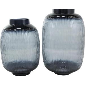 imageDeco 79 Glass Decorative Vase Textured Ombre Centerpiece Vases Set of 2 Flower Vases for Home Decoration 13quot 11quot H Black2 PIECES SMALL SIZE