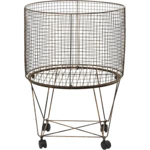 imageDeco 79 Metal Cylinder Storage Cart with Wheels 20quot x 20quot x 28quot BronzeBronze
