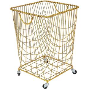 imageDeco 79 Metal Cylinder Storage Cart with Wheels 20quot x 20quot x 28quot BronzeGold
