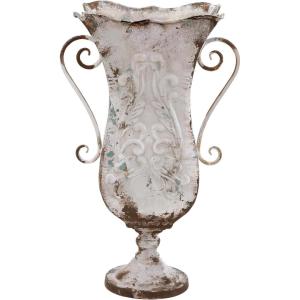 imageDeco 79 Metal Decorative Vase Distressed Centerpiece Vase Flower Vase for Home Decoration 13quot x 10quot x 21quot BeigeBeige