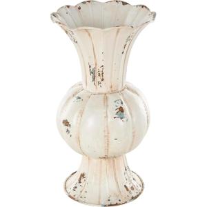 imageDeco 79 Metal Decorative Vase Distressed Centerpiece Vase Flower Vase for Home Decoration 13quot x 10quot x 21quot BeigeCream