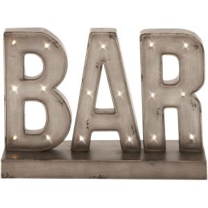 imageDeco 79 Metal Sign Home Decorative Sign Bar Wall Sculpture with LED Lights Wall Art 16quot x 5quot x 12quot BrownBrown