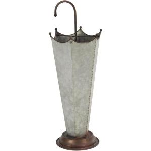 imageDeco 79 Metal Umbrella Stand Galvanized with Copper Base and Handle 10quot x 10quot x 28quot GrayGrey