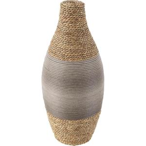imageDeco 79 Seagrass Handmade Decorative Vase Teardrop Wrapped Centerpiece Vase with Layered Gray Paneling Vase for Home Decoration 8quot x 8quot x 19quot Brown8 x 8 x 19