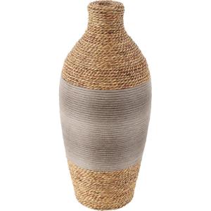 imageDeco 79 Seagrass Handmade Decorative Vase Teardrop Wrapped Centerpiece Vase with Layered Gray Paneling Vase for Home Decoration 8quot x 8quot x 19quot Brown8 x 8 x 20
