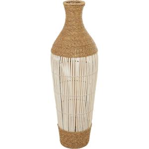 imageDeco 79 Seagrass Handmade Decorative Vase Wrapped Tall Centerpiece Vase with Cream Slatted Bamboo Center Vase for Home Decoration 11quot x 11quot x 32quot Brown13 x 13 x 40