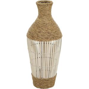 imageDeco 79 Seagrass Handmade Decorative Vase Wrapped Tall Centerpiece Vase with Cream Slatted Bamboo Center Vase for Home Decoration 11quot x 11quot x 32quot Brown10 x 10 x 25