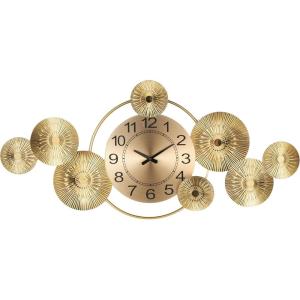 imageDeco 79 Stainless Steel Metal Decorative Wall Clock Wall Clock for Home with Black Accents and Overlapping Discs Wall Clock for Room 31quot x 15quot x 2quot GoldGold