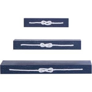 imageDeco 79 Wood 5 Hangers Wall Hook 23quot x 4quot x 26quot BlueWall Shelf