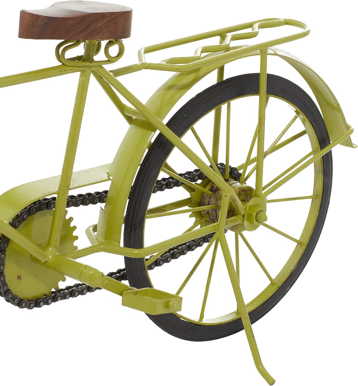 imageDeco 79 Metal Bike Decorative Sculpture Home Decor Statues with Wood Wheels set of 3 Accent Figurines 11quot x 5quot x 8quot Multi ColoredGreen