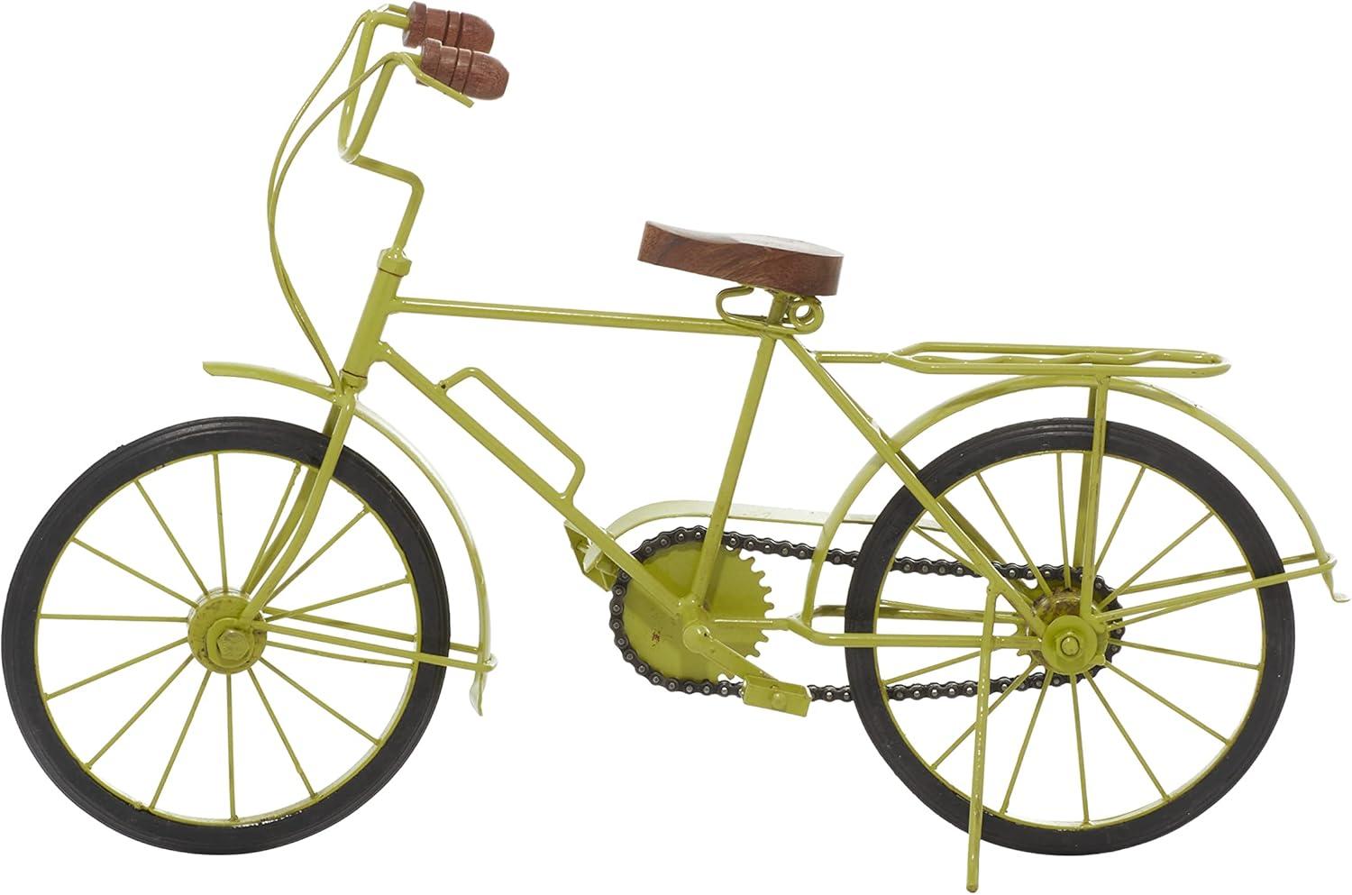 imageDeco 79 Metal Bike Decorative Sculpture Home Decor Statues with Wood Wheels set of 3 Accent Figurines 11quot x 5quot x 8quot Multi ColoredGreen