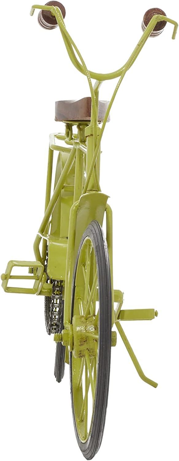 imageDeco 79 Metal Bike Decorative Sculpture Home Decor Statues with Wood Wheels set of 3 Accent Figurines 11quot x 5quot x 8quot Multi ColoredGreen