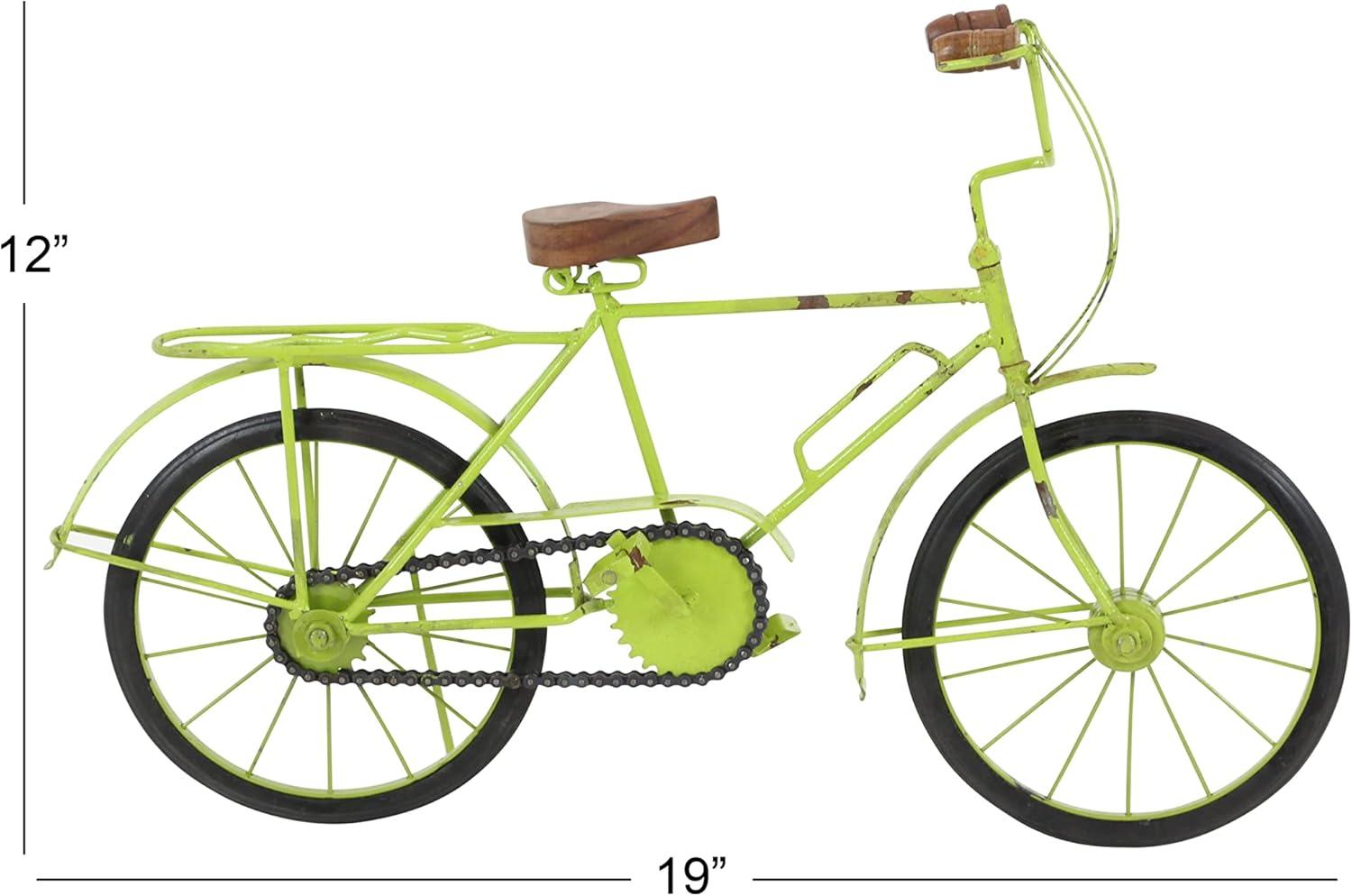 imageDeco 79 Metal Bike Decorative Sculpture Home Decor Statues with Wood Wheels set of 3 Accent Figurines 11quot x 5quot x 8quot Multi ColoredGreen