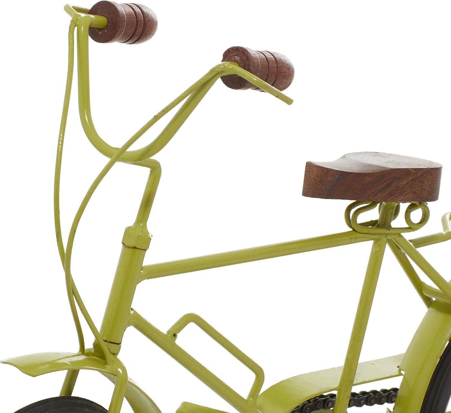 imageDeco 79 Metal Bike Decorative Sculpture Home Decor Statues with Wood Wheels set of 3 Accent Figurines 11quot x 5quot x 8quot Multi ColoredGreen