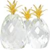 imageDeco 79 Glass Fruit Decorative Sculpture Faceted Pineapple Home Decor Statues Set of 3 Accent Figurines 11quot 10quot 7quotH OrangeClear