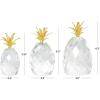 imageDeco 79 Glass Fruit Decorative Sculpture Faceted Pineapple Home Decor Statues Set of 3 Accent Figurines 11quot 10quot 7quotH OrangeClear