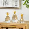 imageDeco 79 Glass Fruit Decorative Sculpture Faceted Pineapple Home Decor Statues Set of 3 Accent Figurines 11quot 10quot 7quotH OrangeClear