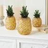 imageDeco 79 Glass Fruit Decorative Sculpture Faceted Pineapple Home Decor Statues Set of 3 Accent Figurines 11quot 10quot 7quotH OrangeOrange