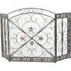 imageDeco 79 Metal Living Room Fireplace Screen Fire Spark Guard Screen 52quot x 1quot x 31quot Green