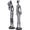 imageDeco 79 Polystone Woman Handmade Decorative Sculpture Standing African Home Decor Statues with Intricate Details Set of 2 Accent Figurines 6quotW 31quotH WhiteBlack