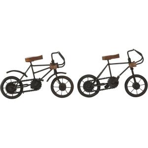 imageDeco 79 Metal Bike Decorative Sculpture Home Decor Statues with Wood Accents set of 2 Accent Figurines 10quot x 4quot x 7quot GoldBlack