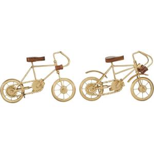 imageDeco 79 Metal Bike Decorative Sculpture Home Decor Statues with Wood Accents set of 2 Accent Figurines 10quot x 4quot x 7quot GoldGold