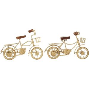 imageDeco 79 Metal Bike Decorative Sculpture Home Decor Statues with Wood Accents set of 2 Accent Figurines 12quot x 5quot x 7quot BlackGold