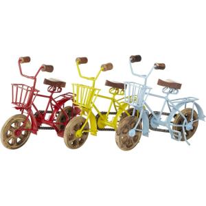 imageDeco 79 Metal Bike Decorative Sculpture Home Decor Statues with Wood Wheels set of 3 Accent Figurines 11quot x 5quot x 8quot Multi ColoredMulticolor