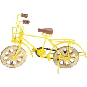 imageDeco 79 Metal Bike Decorative Sculpture Home Decor Statues with Wood Wheels set of 3 Accent Figurines 11quot x 5quot x 8quot Multi ColoredYellow